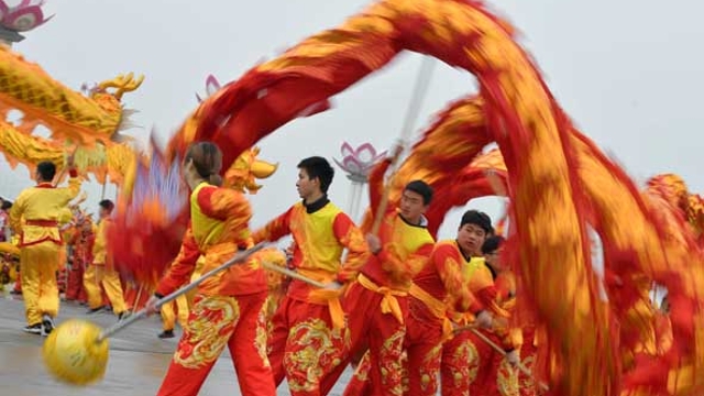 “龙狮”共舞贺新春