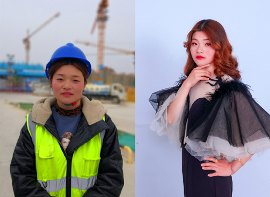 建筑工地女工拍写真大妈秒变“美少女”