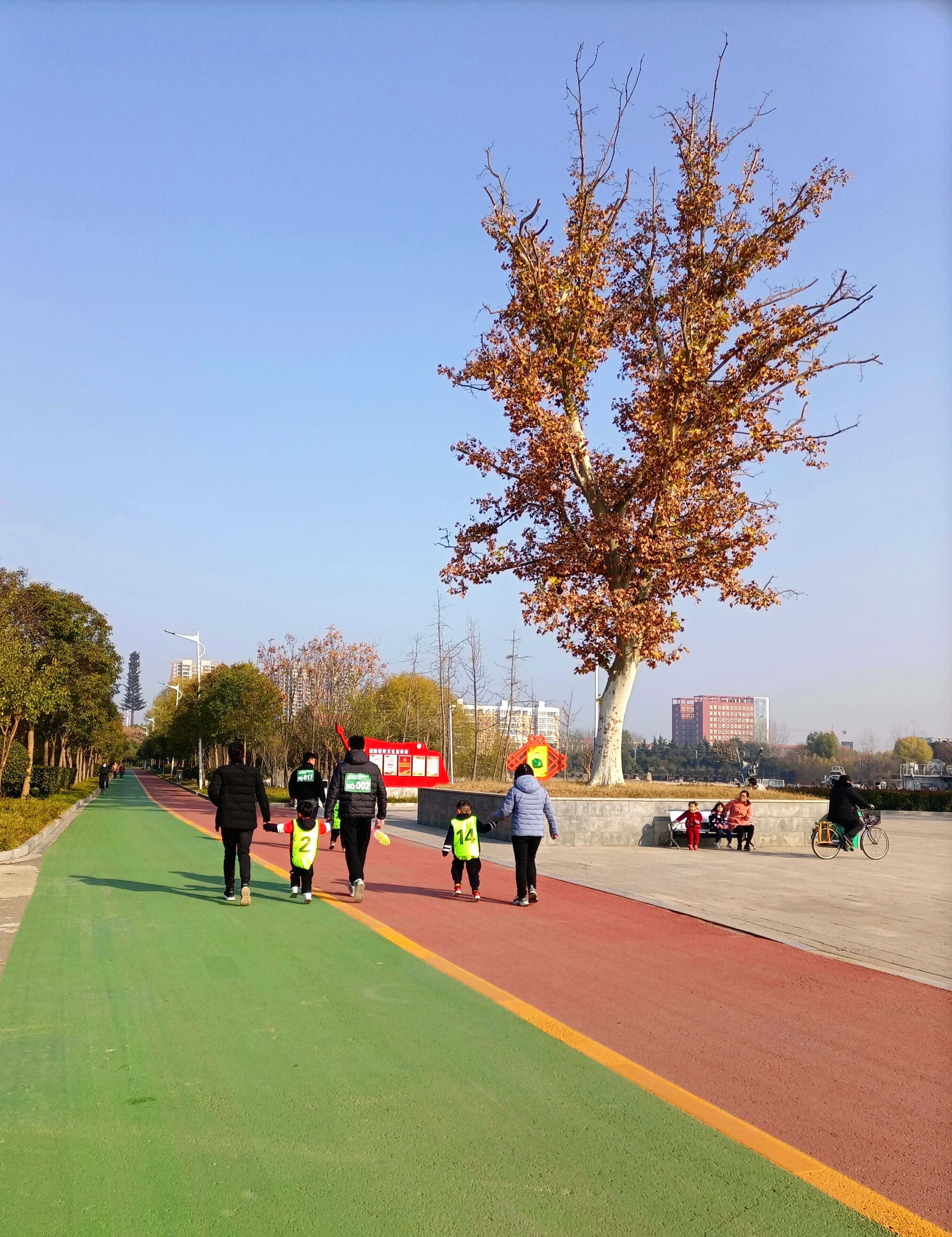 市民在公园享受周末时光