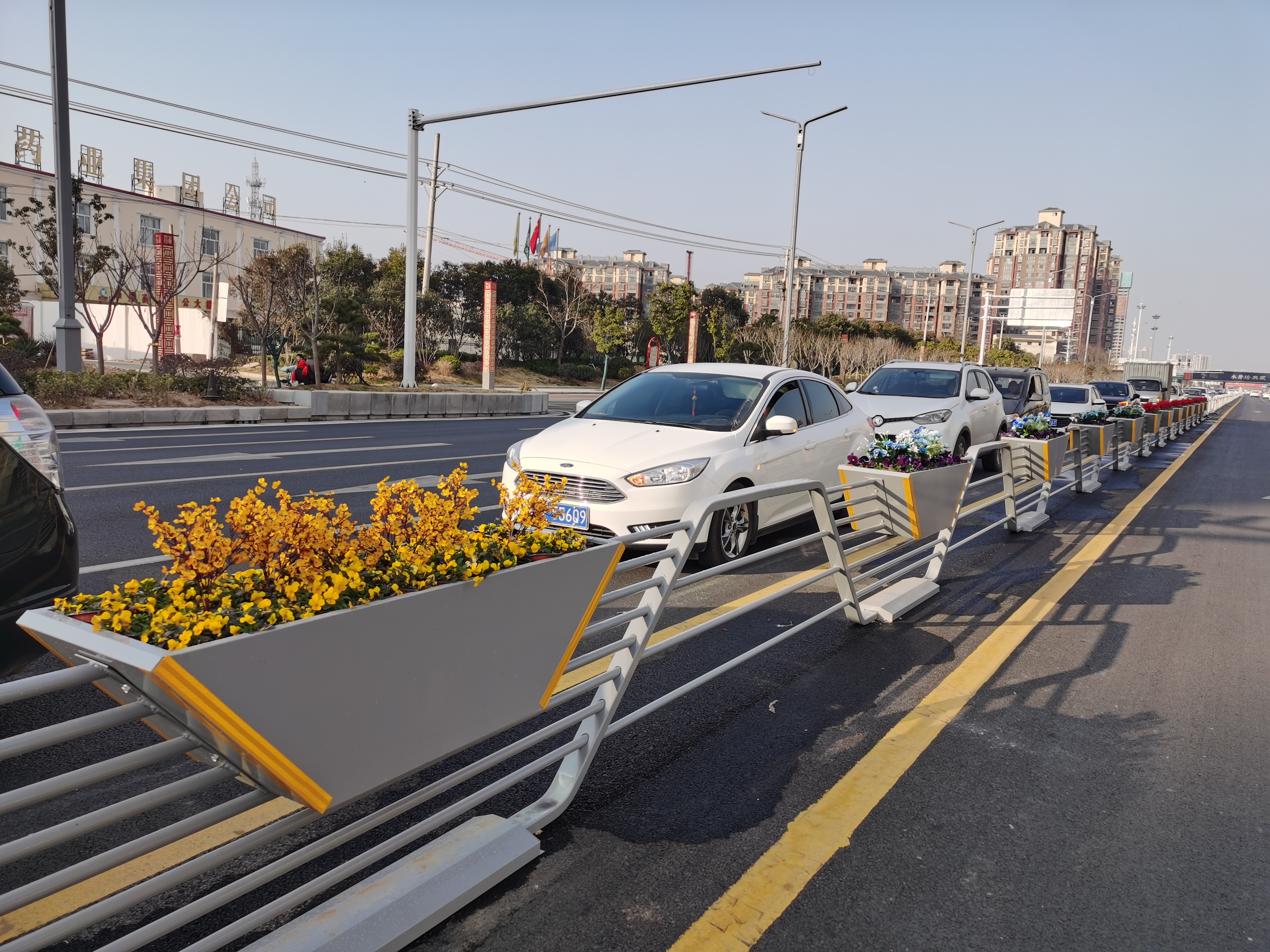 花卉栏杆为商水街道增色